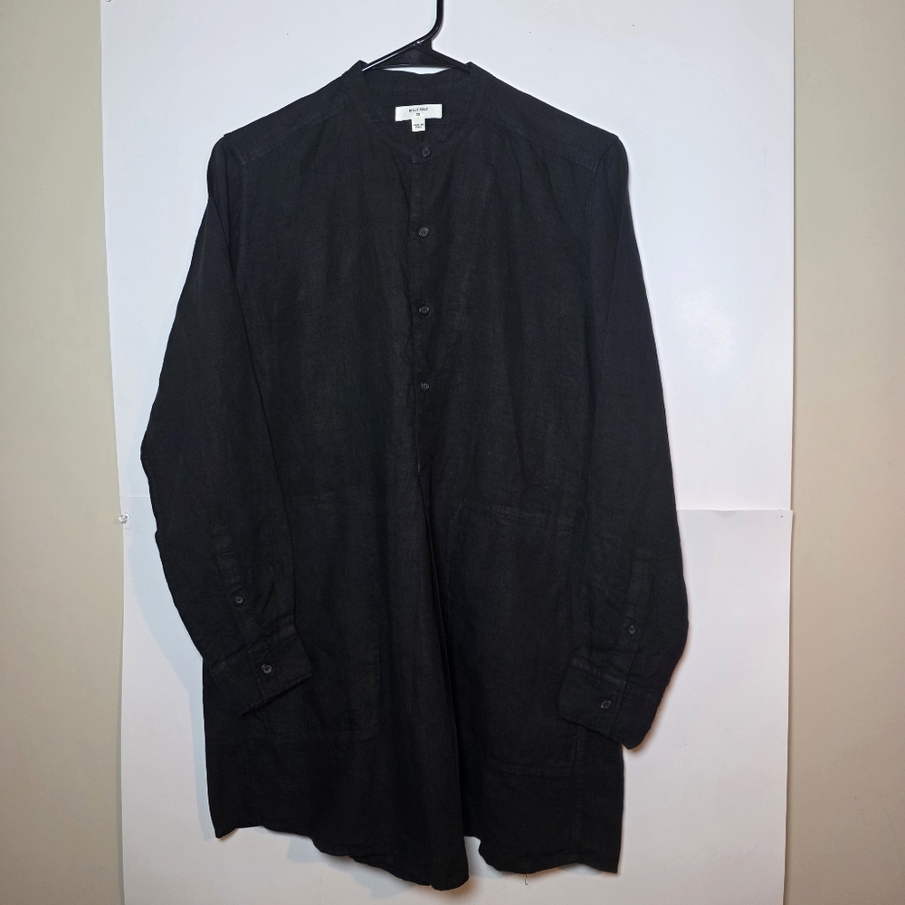 Billy Reid Black Linen Shirt Top Longlseeve Button Minimalism Artisan Luxury